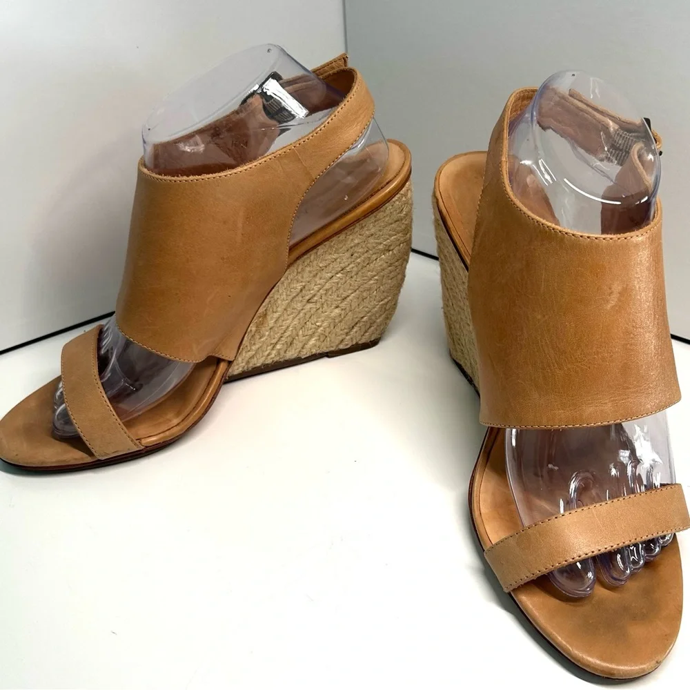 Rebecca Minkoff Women's‎ Tan Leather Espadrille Heeled Sandals in Size 10